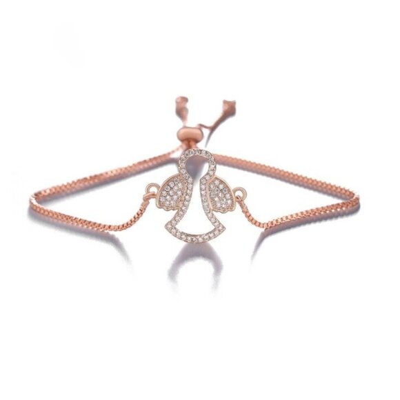 Guardian Angel Sparkly Stone Rose Gold Bracelet - Picture 1 of 1